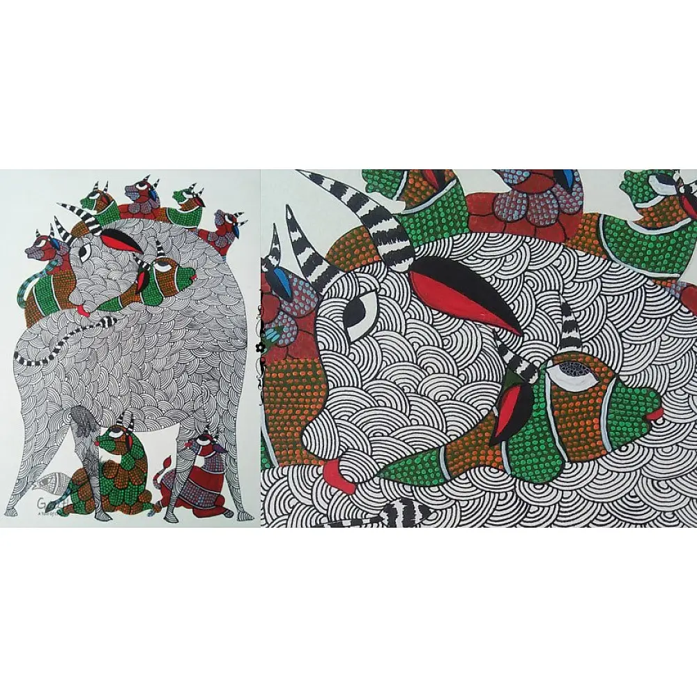 Shop online hand painted on Paper gond painting