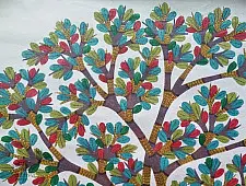 Nandan . नंदन ~ Hand Painted Canvas Gond Painting - ( 2' x 3' ) 
