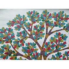 Nandan . नंदन ~ Hand Painted Canvas Gond Painting - ( 2' x 3' ) 