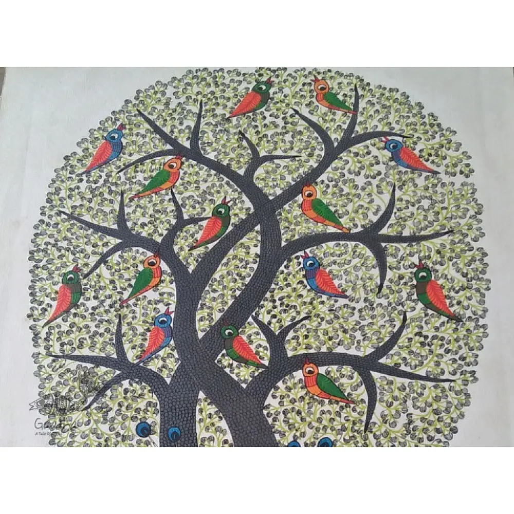 Canvas Gond Painting - Peacocks