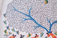 Nandan . नंदन ~ Canvas Gond Painting - ( 5' x 3' ) - Deer