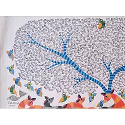 Nandan . नंदन ~ Canvas Gond Painting - ( 5' x 3' ) - Deer