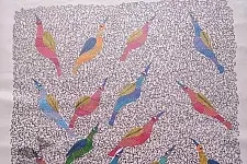 Nandan . नंदन ~ Canvas Gond Painting - ( 2' x 3' ) - Birds