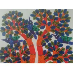 Nandan . नंदन ~ Hand Painted Gond Art ~ Painting ( 11" x 15" ) - 