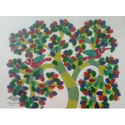 Nandan . नंदन ~ Hand Painted Gond Art ~ Painting ( 11" x 15" ) - 