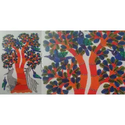 Nandan . नंदन ~ Hand Painted Gond Art ~ Painting ( 11" x 15" ) - 