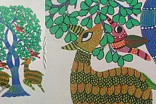 Nandan . नंदन ~ Gond Painting ~ Deer ( 11" x 15" )