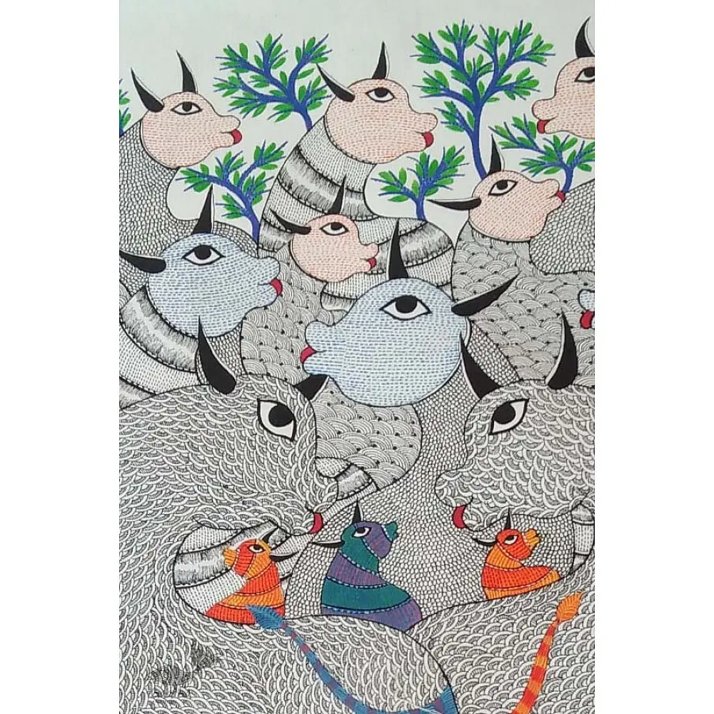 Shop online hand painted on canvas gond painting