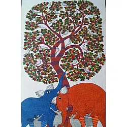 Nandan . नंदन ❁ Canvas Gond Painting (72" x 36") ❁ 49