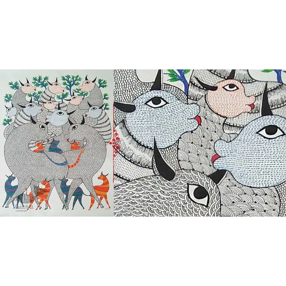 Shop online hand painted on canvas gond painting
