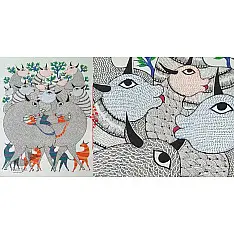 Nandan . नंदन ❁ Canvas Gond Painting (24" x 36") ❁ 47