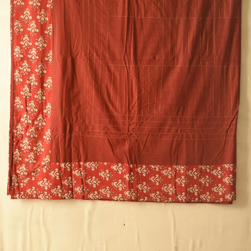 Embroidered Cotton Double Bedcover - Maroon