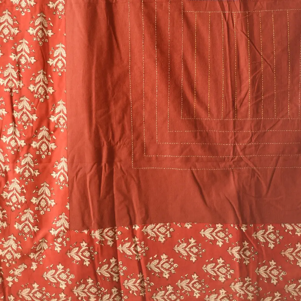 Embroidered Cotton Double Bedcover - Maroon