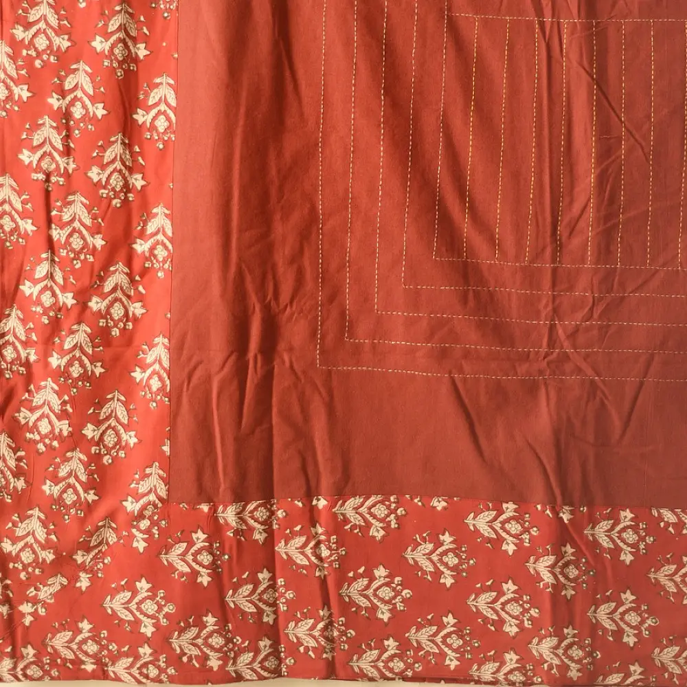 Embroidered Cotton Double Bedcover - Maroon