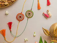 Crochet Rakhi -⚬- Handmade Celestial Crochet Rakhi (Set of 2) 01