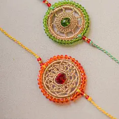 Crochet Rakhi -⚬- Handmade Celestial Crochet Rakhi (Set of 2) 01