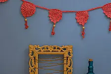 Crochet Toran |  Bird Boho Bunting ~ Rust Red