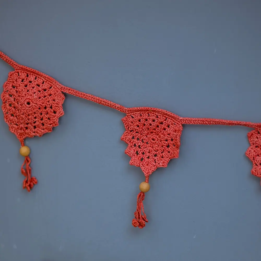 Crochet Toran |  Bird Boho Bunting ~ Rust Red