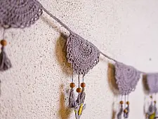 Crochet Toran | Tassel Boho Bunting ~ Grey 2 