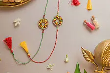Crochet Rakhi -⚬- Handmade Rainbow Threads Crochet Rakhi (Set of 2)