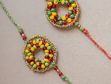 Crochet Rakhi -⚬- Handmade Rainbow Threads Crochet Rakhi (Set of 2)