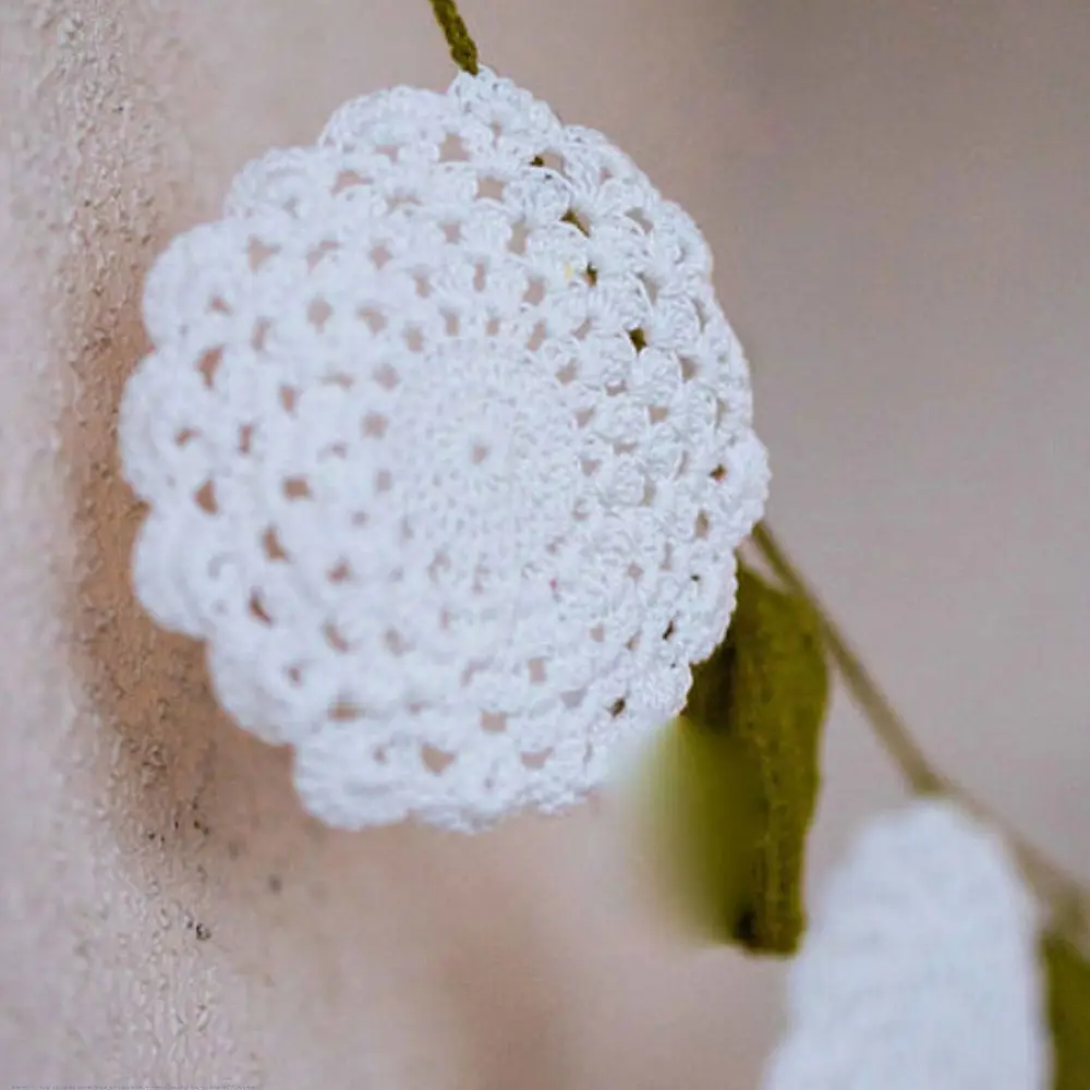 Crochet Torans | Flower Boho Bunting ~ White 