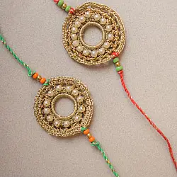 Crochet Rakhi -⚬- Handmade Moon Ring Crochet Rakhi (Set of 2)