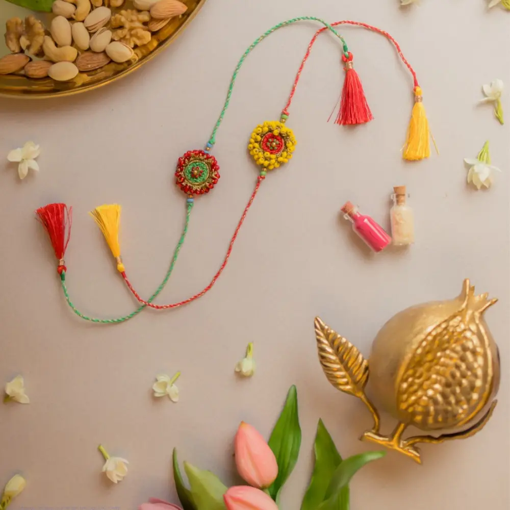 shop Handmade Beaded Glow Crochet Rakhi (Set of 2)