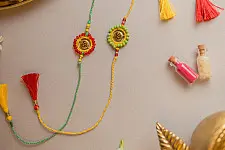 Crochet Rakhi -⚬- Handmade Om Aura Crochet Rakhi (Set of 2)
