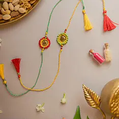 Crochet Rakhi -⚬- Handmade Om Aura Crochet Rakhi (Set of 2)
