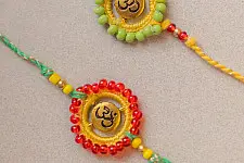 Crochet Rakhi -⚬- Handmade Om Aura Crochet Rakhi (Set of 2)