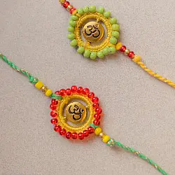 Crochet Rakhi -⚬- Handmade Om Aura Crochet Rakhi (Set of 2)