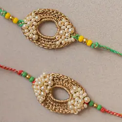 Crochet Rakhi -⚬- Handmade Moon and shine Crochet Rakhi (Set of 2)