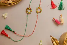 Crochet Rakhi -⚬- Handmade Rainbow Ring Crochet Rakhi (Set of 2)