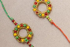 Crochet Rakhi -⚬- Handmade Rainbow Ring Crochet Rakhi (Set of 2)