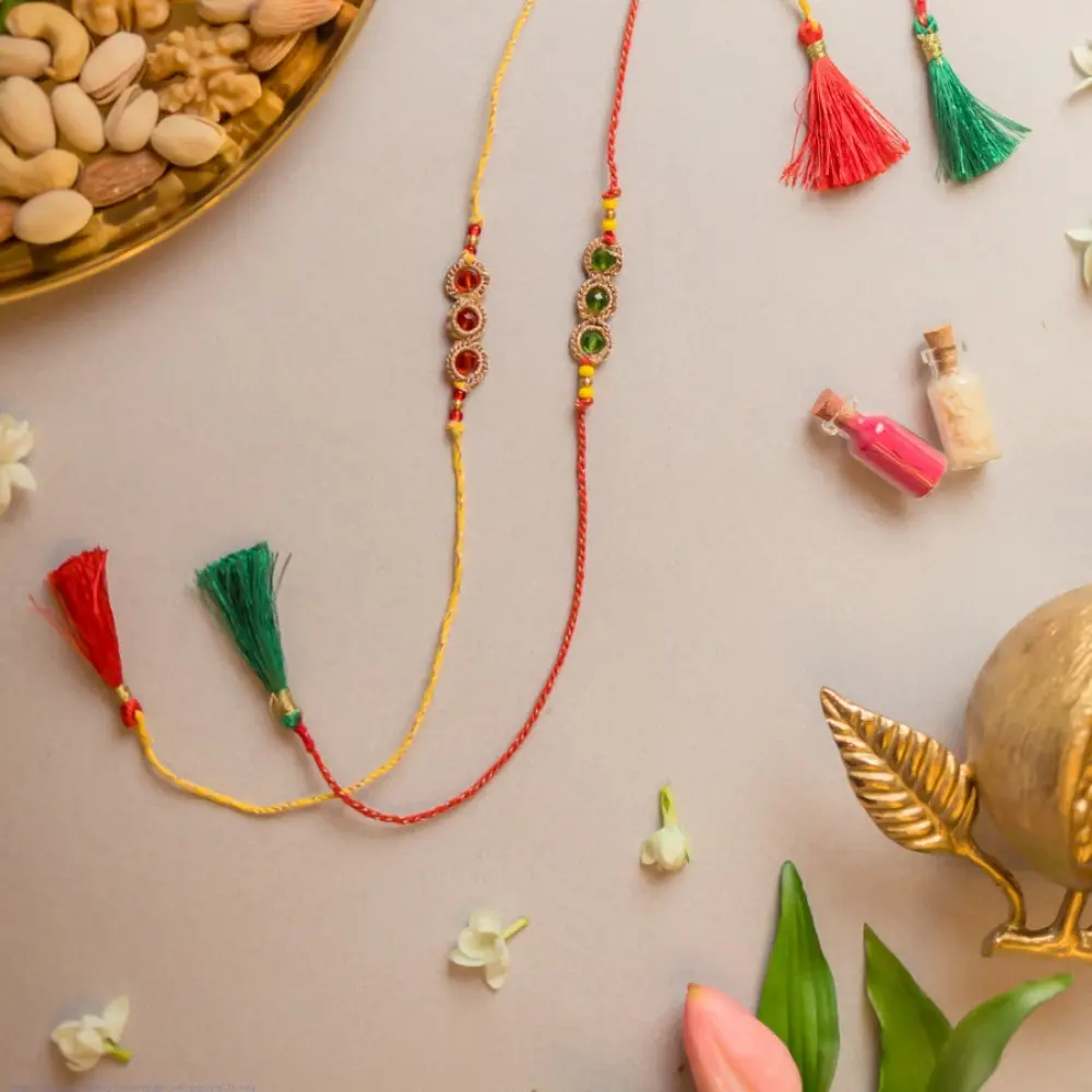 shop Handmade Jewelled Chain Crochet Rakhi (Set of 2)