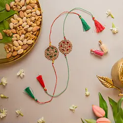 Crochet Rakhi -⚬- Heritage Flower Crochet Rakhi (Set of 2) 17