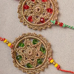 Crochet Rakhi -⚬- Heritage Flower Crochet Rakhi (Set of 2) 17