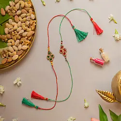Crochet Rakhi -⚬- Handmade Jewelled Diamond Crochet Rakhi (Set of 2) 19