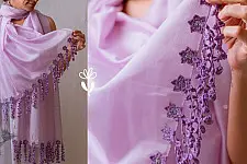A Symphony in Color | Hand Knitted Crochet Chanderi Stole - C