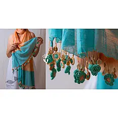 A Symphony in Color | Hand Knitted Crochet Chanderi Stole - E