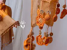 A Symphony in Color | Hand Knitted Crochet Chanderi Stole - F