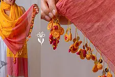A Symphony in Color | Hand Knitted Crochet Chanderi Stole - K