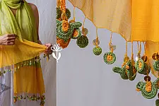 A Symphony in Color | Hand Knitted Crochet Chanderi Stole - L