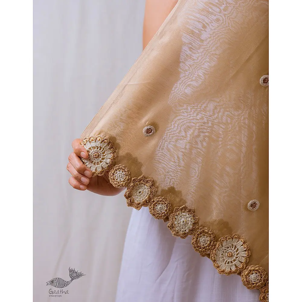 A Symphony in Color | Hand Knitted Crochet Chanderi Stole - A