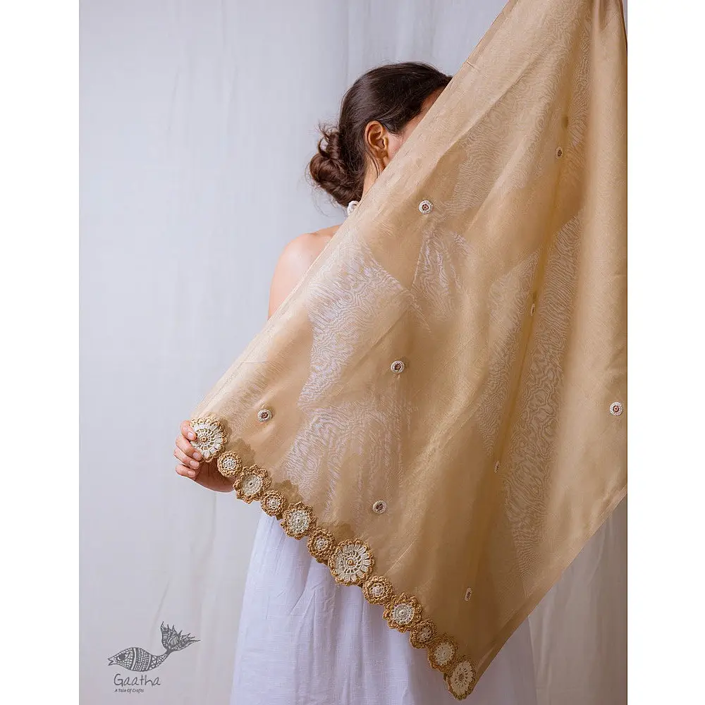 A Symphony in Color | Hand Knitted Crochet Chanderi Stole - A