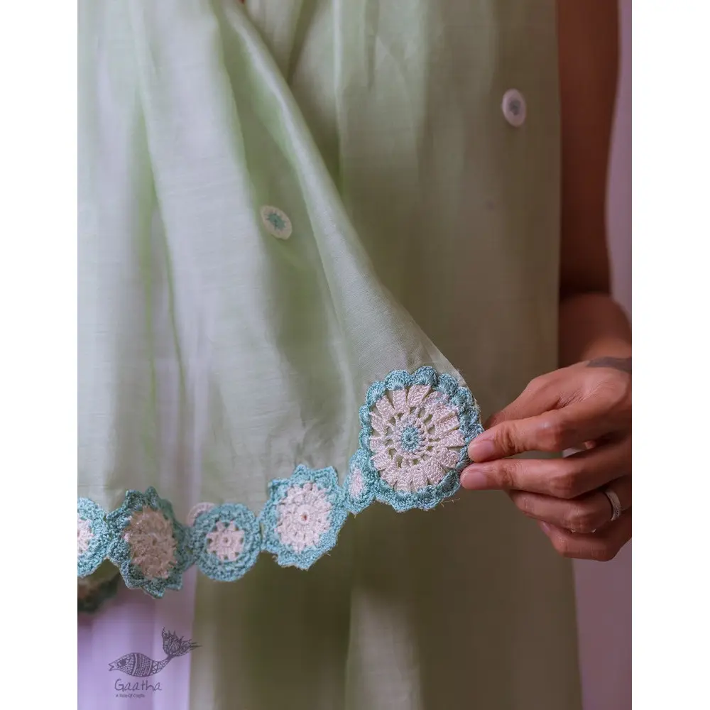 A Symphony in Color | Hand Knitted Crochet Chanderi Stole - B