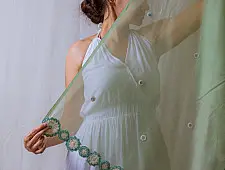 A Symphony in Color | Hand Knitted Crochet Chanderi Stole - B