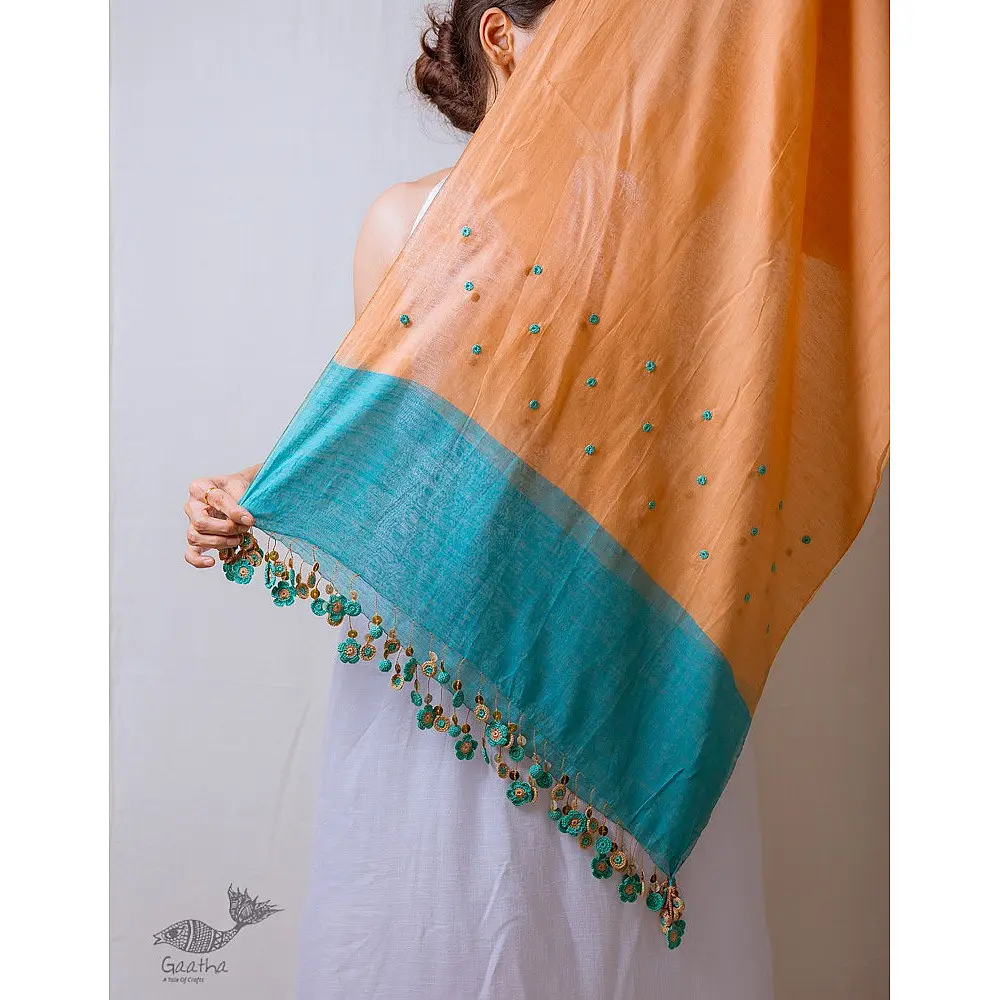 A Symphony in Color | Hand Knitted Crochet Chanderi Stole - E