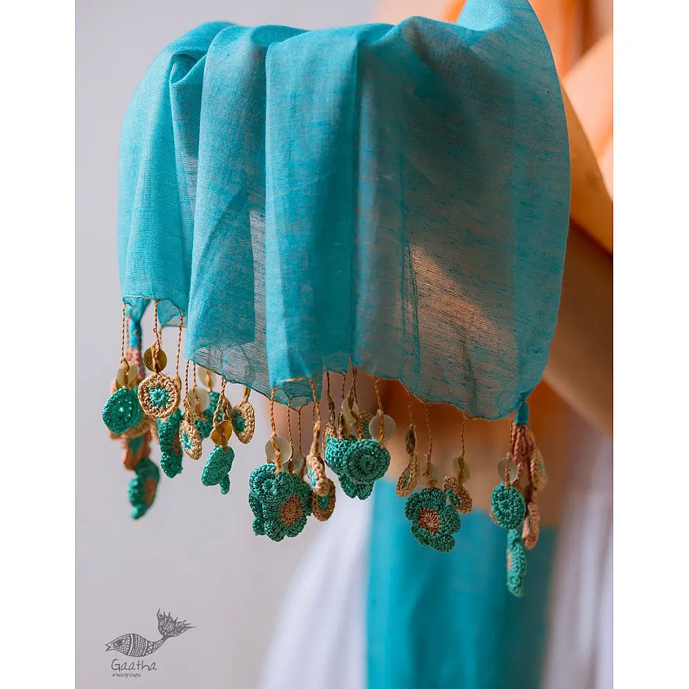 A Symphony in Color | Hand Knitted Crochet Chanderi Stole - E